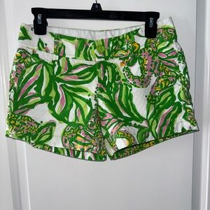Lilly Pulitzer Green and Pink Floral Women's Callahan Short size 0